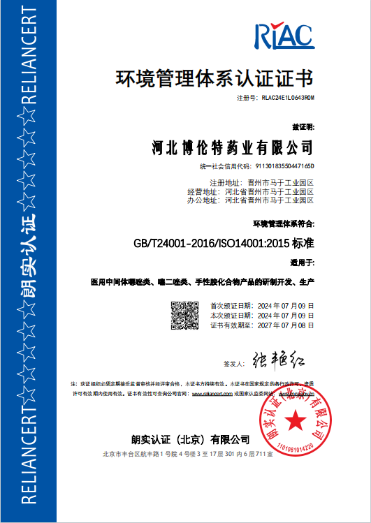 Certificate of accreditation