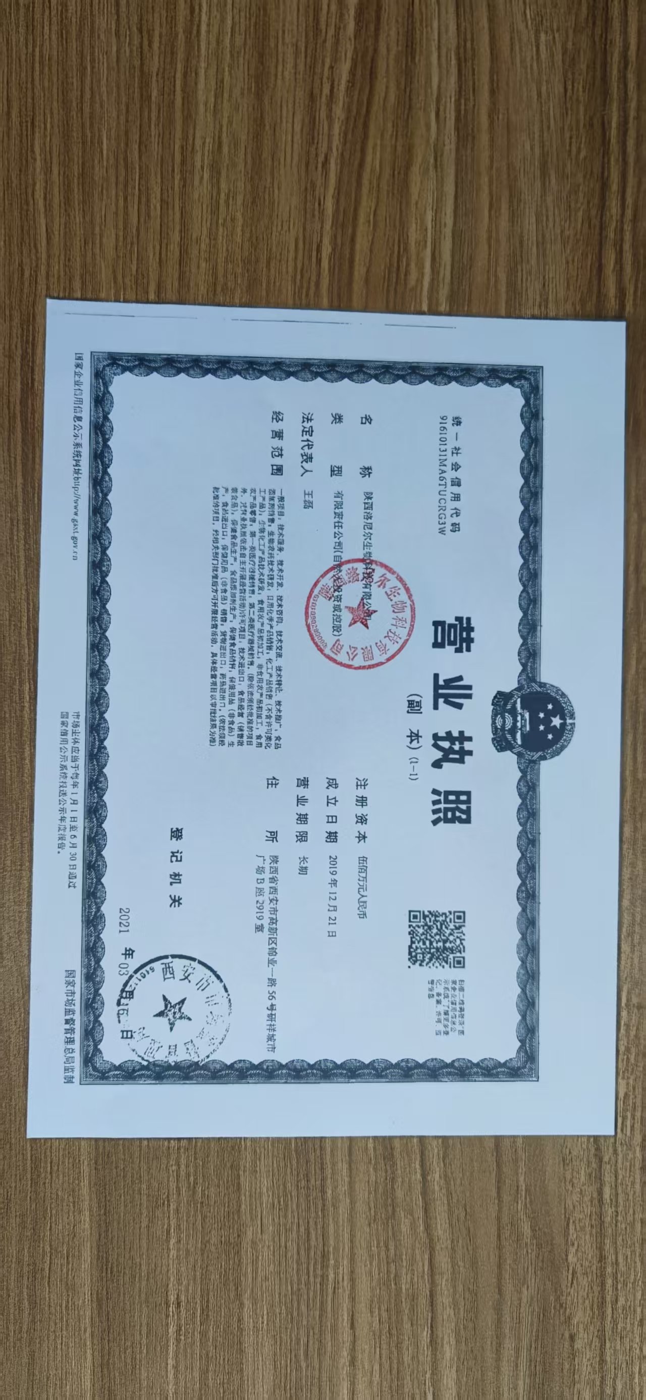 Business License Of EnterpriseLegal Person