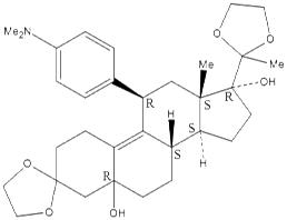 3,3,20,20-双(亚乙二氧基)- 5α,17α-二羟基-11β-[4-(N,N-二甲基氨基)-苯基]-19-去甲孕甾-9(11)-烯