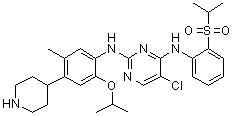 CAS # 1032900-25-6, LDK 378, 5-Chloro-N4-[2-[(1-methylethyl)sulfonyl]phenyl]-N2-[5-methyl-2-(1-methylethoxy)-4-(4-piperidinyl)phenyl]-2,4-pyrimidinediamine