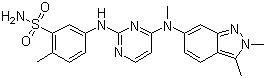 CAS # 444731-52-6, Pazopanib, 5-[[4-[(2,3-Dimethyl-2H-indazol-6-yl)(methyl)amino]pyrimidin-2-yl]amino]-2-methylbenzenesulfonamide