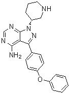 CAS 登录号：1022150-12-4, (R)-3-(4-苯氧基苯基)-1-(哌啶-3-基)-1H-吡唑并[3,4-d]嘧啶-4-胺