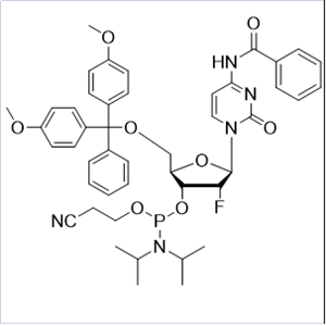 N4-苯甲酰基-5'-O-DMT-2'-氟-脱氧胞苷-3'-氰乙氧基亚磷酰胺 161442-19-9