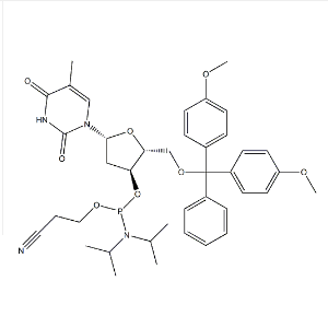 5'-(4,4'-二甲氧基三苯基)-3'-脱氧胸苷 2'-(2-氰乙基-N,N-二异丙基)亚磷酰胺