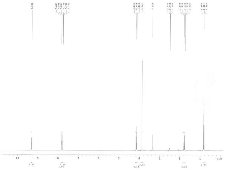 1-丙基-3-甲基咪唑溴盐,PMImBr,85100-76-1,1-propyl-3-methylimidazolium bromide,核磁 NMR, H谱, 氘代DMSO