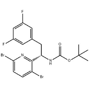 (S)-(1-(1-(3,6-二溴吡啶-2--2-基)-2-(3,5-二氟苯基)乙基)氨基甲酸酯叔丁基 产品图片